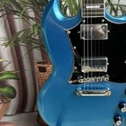 Us Shipping New Premium Custom Sg Gloss Blue-silver Electric Guitar Hh Pickups