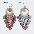 New Antique Style Handmade Silver Gypsy Beaded Dangle chandelier Coins Earrings
