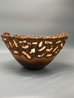 Swan Valley Copper Bowl With Brown gold Glass Enamel Reticulated 9  X  5 