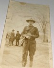 Rare Wwi American Soldier Snapshot Photo Military Men Antique World War I Gun Us