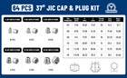 64pcs Jic Hydraulic Hose Tube Thread Cap   Plug Pipe Fittings Kit 37 Degree Case