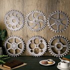 6 Pcs Wooden Steampunk Wall Decor Gears Wheel Industrial Sliver 