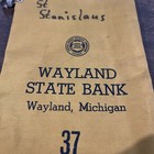Vintage Money Bag   Canvas Stock Wayland State Bank Bank  - Old School