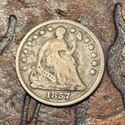 1857 Seated Liberty Half Dime- Silver Better Date Usa          Historic Silver Coin 