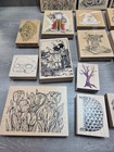 Lot Of 16 Vintage Mounted Rubber On Wood Block Craft Stamps - Assorted Variety