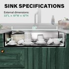 33 Inch Stainless Steel Kitchen Sink Single Bowl Undermount 16 Gauge Workstation
