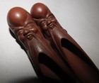 Set Of 2 Chinese Antique Yixing Terracotta Tea Scoop In The Form Of An Immortal