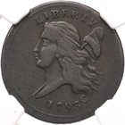1793 1 2c Ngc Xf Liberty Cap Flowing Hair Half Cent Copper - Great Planchet