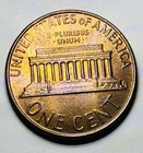      1975 P Lincoln Cent Error Obverse Off Center Struck Rim Error