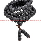 6mm Black Lava Stone 108 Prayer Beads Tibet Buddhist Mala Necklace Bracelet