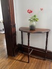 Vintage Half Moon Dark Wood Side Table