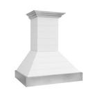 Zline 30  Wood Wall Mount Range Hood Shiplap White Finish Stainless Acc 365ww-30