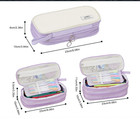 Expanding Zipper Pencil Pen Pouch Organizer Large Capacity W handle - Purple