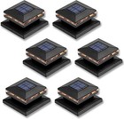  Solar Post Lights  Outdoor Fence Post Cap Light Solar Powered 6 Pack Black