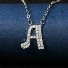 925 Sterling Silver  Any Initial Letter Pendant Necklace Genuine Moissanite