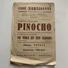 Vintage Disney Spanish Movie Theatre Flyer 1940s  Pinocho  Rare Film