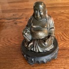 Bronze Brass Japanese Laughing Smiling Buddha Figure Seated Lucky Vintage