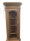 64573  Pair Oak Corner Cabinet Curio S  With 3 Wood And Glass Shelves Each