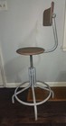Vintage Adjustable Swivel Industrial Drafting Stool Chair Adjust Back Foot Ring