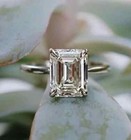 Art Deco Style Emerald Cut Lab Created Diamond 14k White Gold Fn Engagement Ring