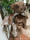 Rare Fao Schwarz Bear Dk Brown Nwt  Bow Chubby Cheeks Fat Plush Stuffed 18   