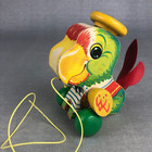 Vintage Fisher Price Talky Parrot Pull Toy 698 Usa 1963 Works Wood   Lithograph