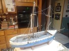 Vintage Handmade Boat Ship  Wood Wooden Model Boat 39  Long