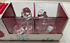 Williams Sonoma Santa Tiny Taper Holders Set Of 4 Clear  Glass New Aprx 2 1 2  H