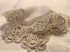 10057    bridal Og  Antique Age-tanned Wide Bobbin Lace Wedding Handkerchief