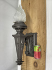 Large Rewired Antique Vtg Torch Wall Sconce Porch Light Flame Arts   Crafts Deco