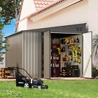 Lean To Garden Storage Shed Outdoor Metal Tool House W  Lockable Door Multi-size