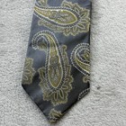 Geoffrey Beene Mens Necktie Grey Green 100  Silk Classic Paisley Hand Made Tie