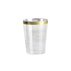 25 Pcs 8 Oz Plastic Clear With Gold Rim Cups Disposable Tableware Party Wedding