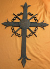 Very Old Rustic Iron Christian Cross Wall Mount 25  X 13  Vintage