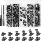 122 Pack Snap Button Kit  6 Sizes Chicago Screws Leather Assorted Kit  For Di   