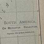Rand  Mcnally   Co Antique 1900 Map Of South America 7x6