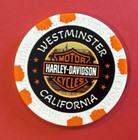 Harley Davidson Poker Chip Huntington Beach Hd Ca White orange