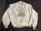 Vintage 1975 Chalk Line Plymouth Road Runner Windbreaker White Satin Jacket X