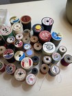 Vintage Sewing Lotwooden Thread Spools  Milwards Needles  Dritz Snaps  Basket 