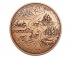 New 5oz  999 Copper Odyssey Map Blue Glow Wolf Art Round In Case 1000 Mintage