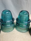 Vintage Lot Of 4 Hemingray  19 Aqua Green Glass Insulator Nice