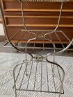 Vintage 1950s Mid Century Modern Mcm Wire Metal Small Side Table Shelf Rack 50s
