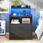 Night Stand  Nightstand With Charging Station  Led Bedside Table-zhc