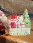 Vintage Japan Christmas Celluloid Santa Claus Pulling Sleigh W Gifts Viscoloid