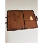 Schlesinger Brothers Brown Leather Zip Portfolio Briefcase Made In Usa