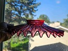 Antique Cranberry Glass Oil Chimney Lamp Shade Pleated 