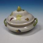 Herend Hungary Porcelain - Rothschild Bird Covered Oval Tureen Lemon Finial