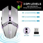 Wireless Gaming Mouse  Silent Rechargeable Computer Mice  Ergonomic Design  Silv