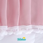 Pink Crib Skirt Pleated With White Lovely Pompoms  Bedding Dust Ruffle For