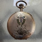 Antique  0 585 -14k Gold Ladies Pocket Watch Swiss Wreath Floral Case Runs